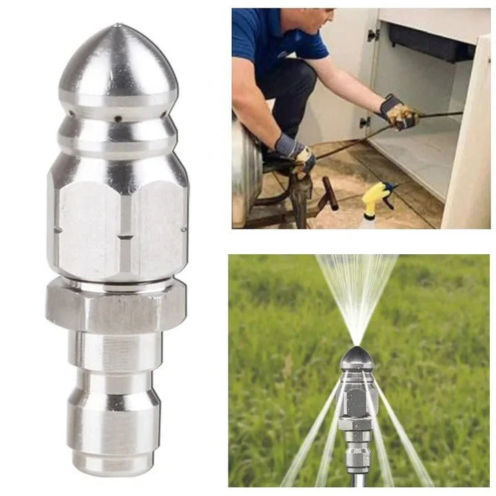 Sewer Jetter Nozzle with 0.39 Inch Orifice and Stainless Steel for Pressure Hoses