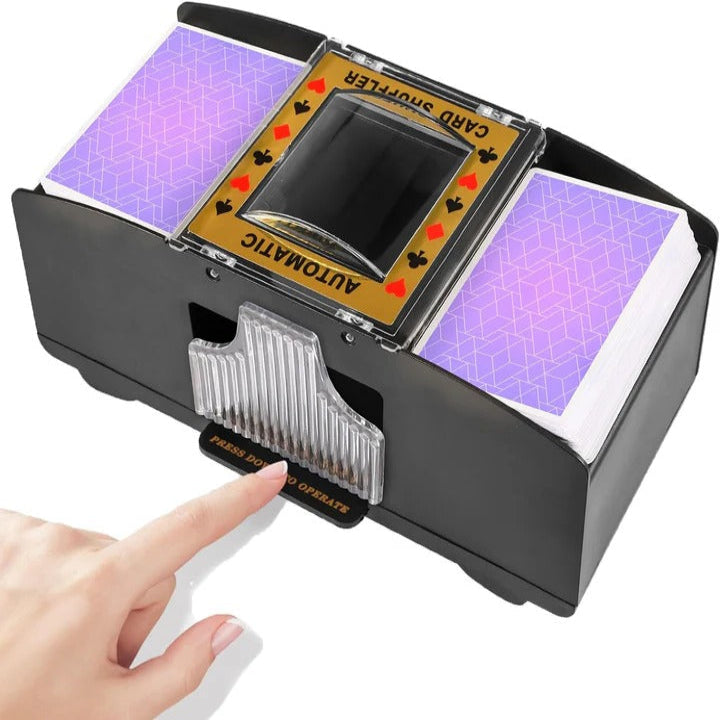 Automatic Card Shuffler with Dual Deck Capacity and Battery Power, Compact Portable Size