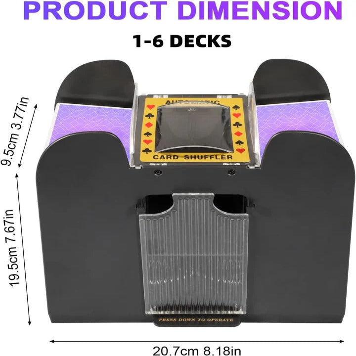 Automatic Card Shuffler with Dual Deck Capacity and Battery Power, Compact Portable Size