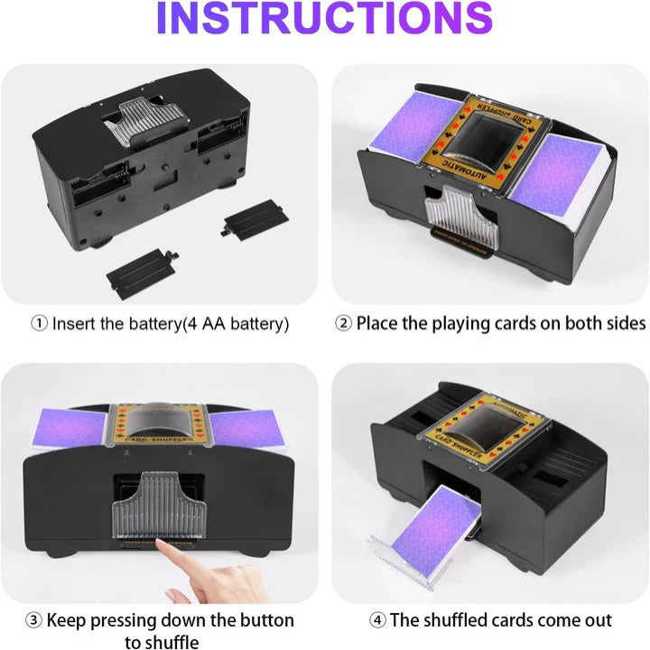 Automatic Card Shuffler with Dual Deck Capacity and Battery Power, Compact Portable Size