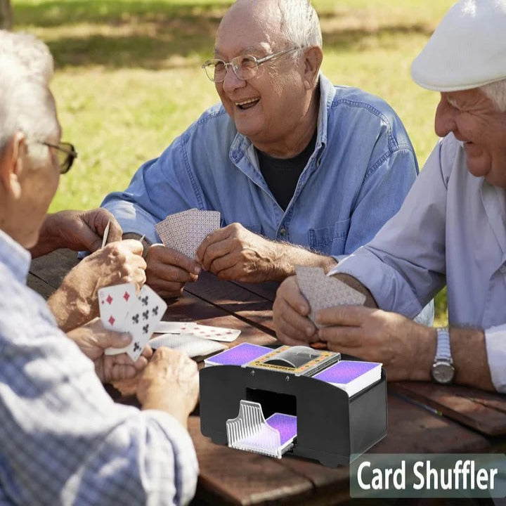 Automatic Card Shuffler with Dual Deck Capacity and Battery Power, Compact Portable Size