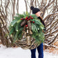 Seasonal Wreath with Pinecones, Berries and Golden Bells, 17in Diameter