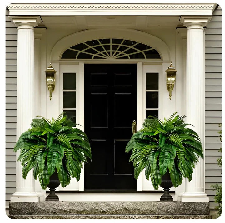 Artificial Boston Fern with UV-Resistant Leaves and 18 Full Fronds, Washable Stems