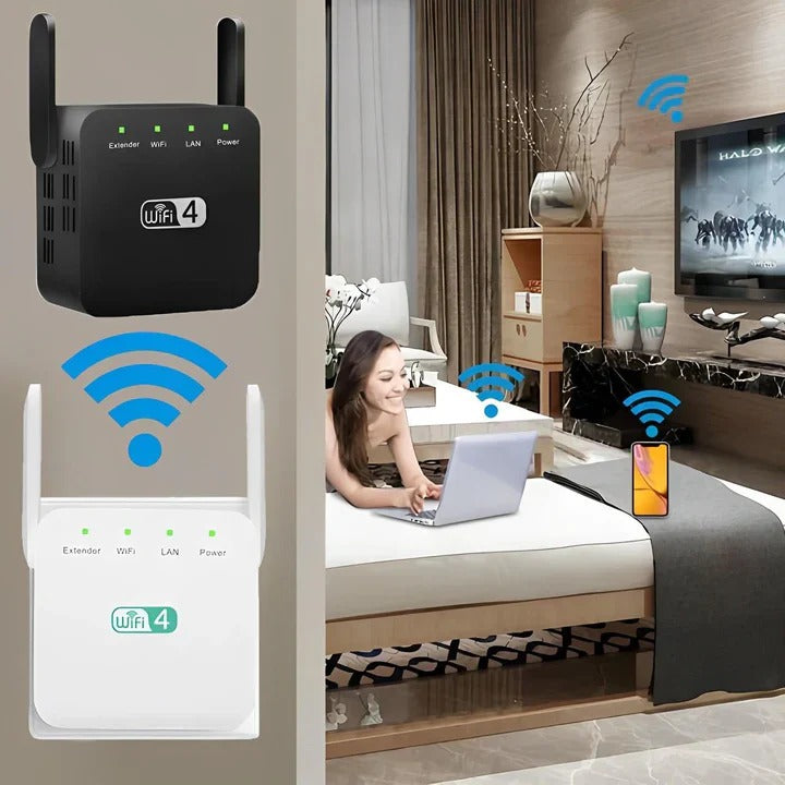 Dual Antenna WiFi Repeater with 300 Mbps and 300 Square Meter Coverage