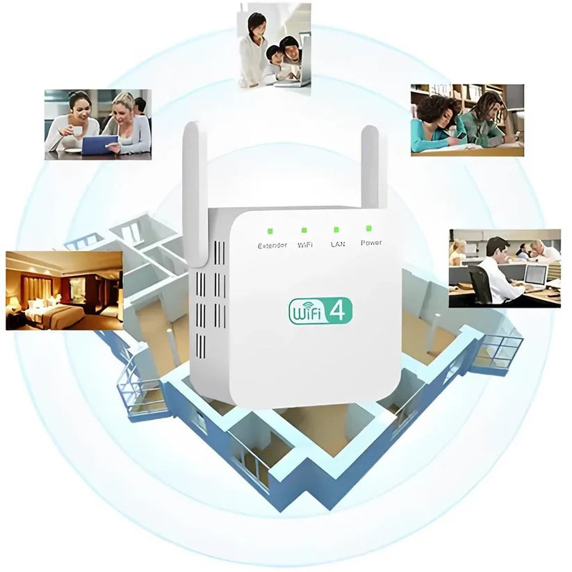 Dual Antenna WiFi Repeater with 300 Mbps and 300 Square Meter Coverage