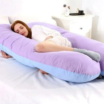 Full Body Pillow with Adjustable Shredded Foam and U-Shaped Support, Jersey Cover