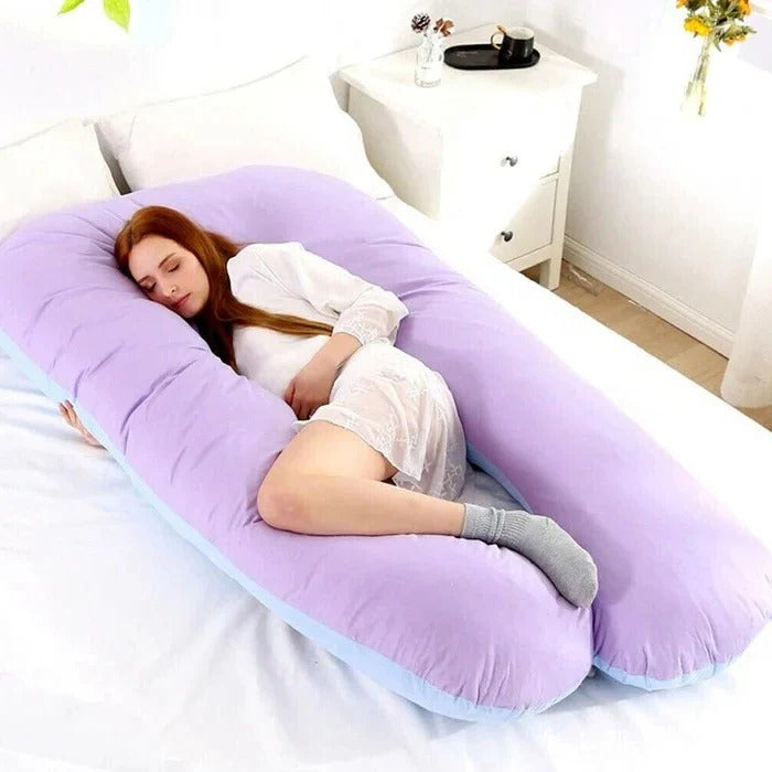 Full Body Pillow with Adjustable Shredded Foam and U-Shaped Support, Jersey Cover
