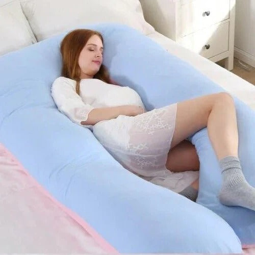 Full Body Pillow with Adjustable Shredded Foam and U-Shaped Support, Jersey Cover