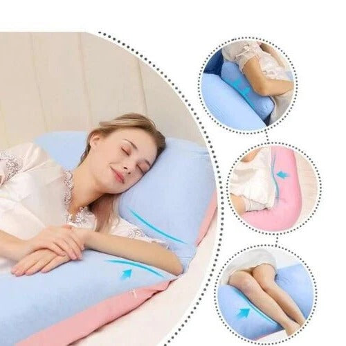 Full Body Pillow with Adjustable Shredded Foam and U-Shaped Support, Jersey Cover
