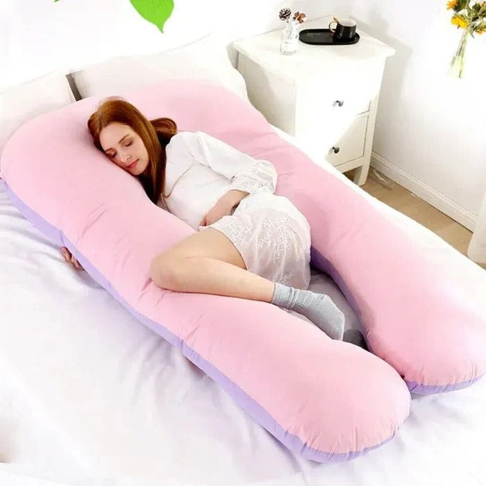 Full Body Pillow with Adjustable Shredded Foam and U-Shaped Support, Jersey Cover