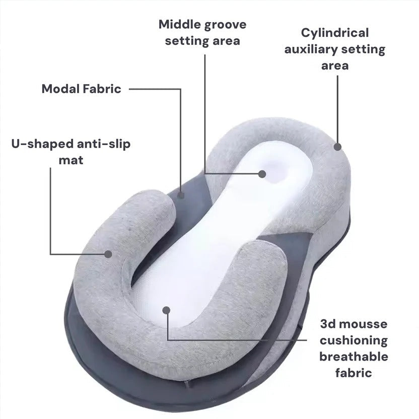 Baby Reflux Sleep Bed with 15-Degree Incline and Adjustable Leg Cushion for Newborns 0-12 Months