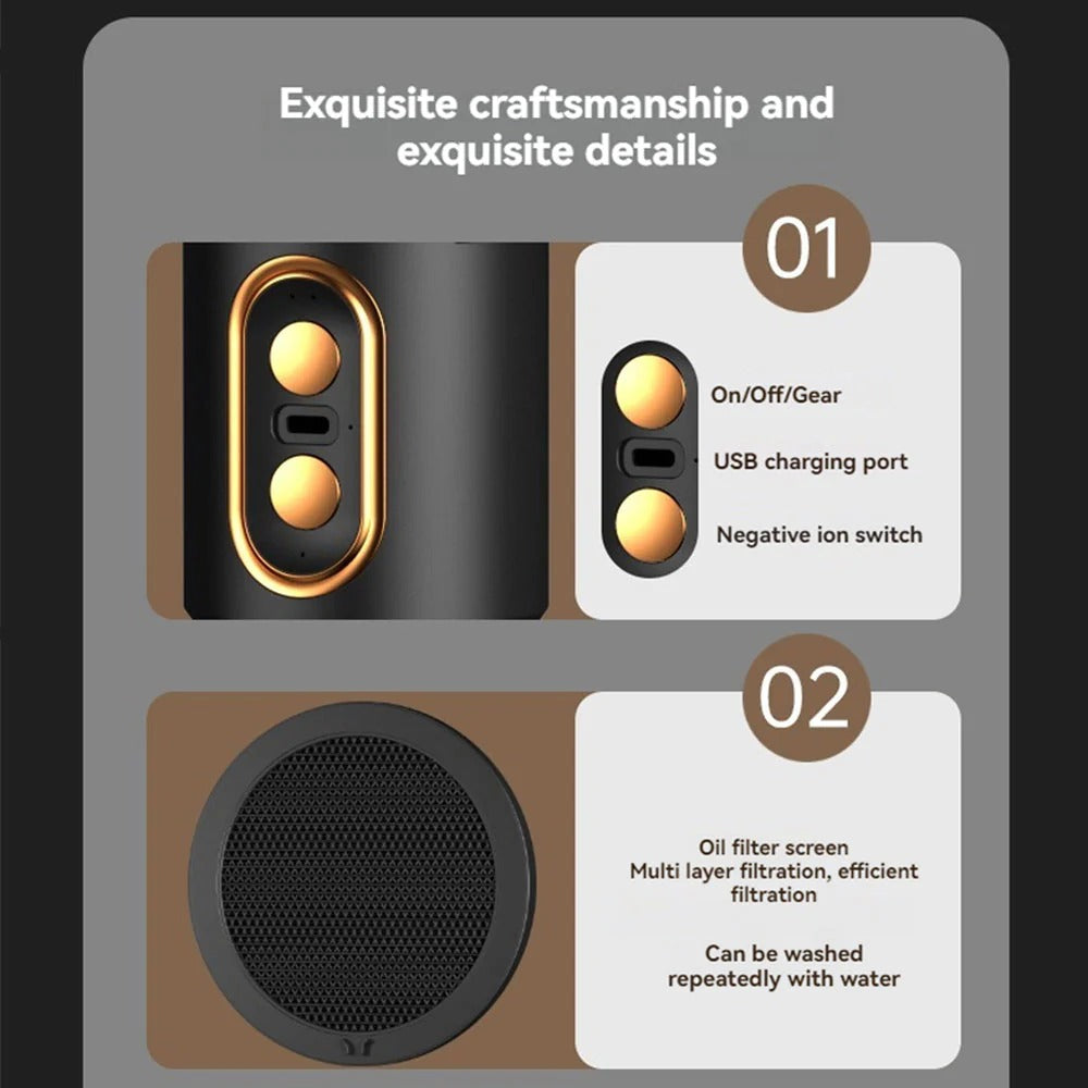 Rechargeable Desktop Air Purifier with Dual Filters and Adjustable Angle