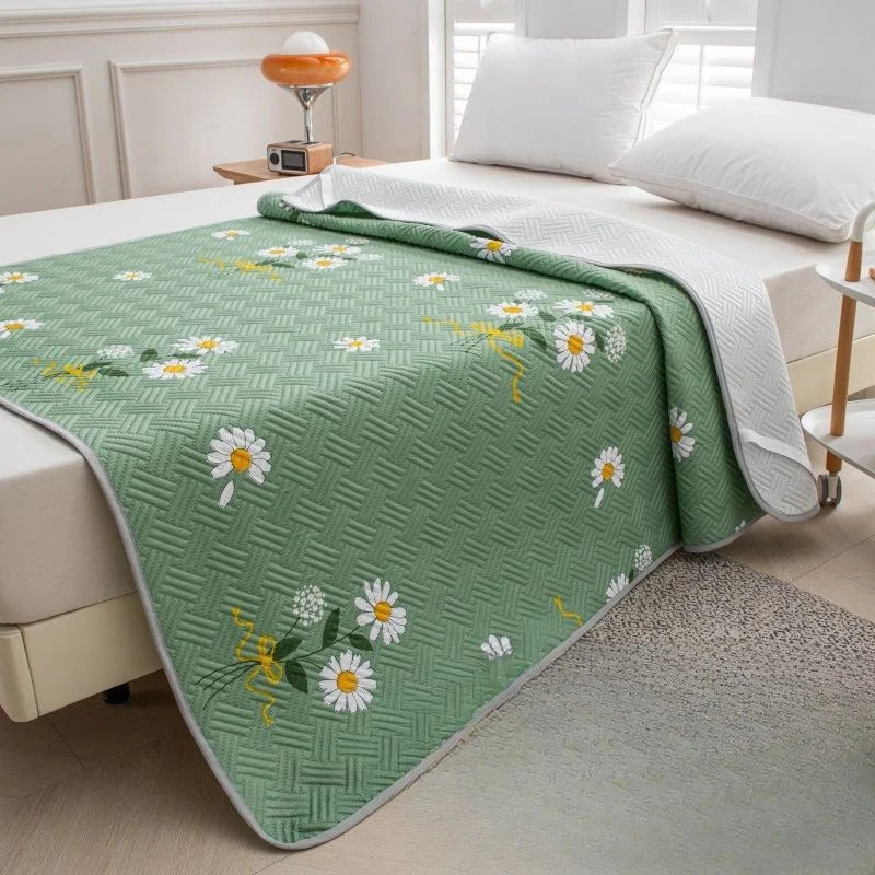Temperature Regulating Mattress Pad with Quilted Air Channels and Grip Backing