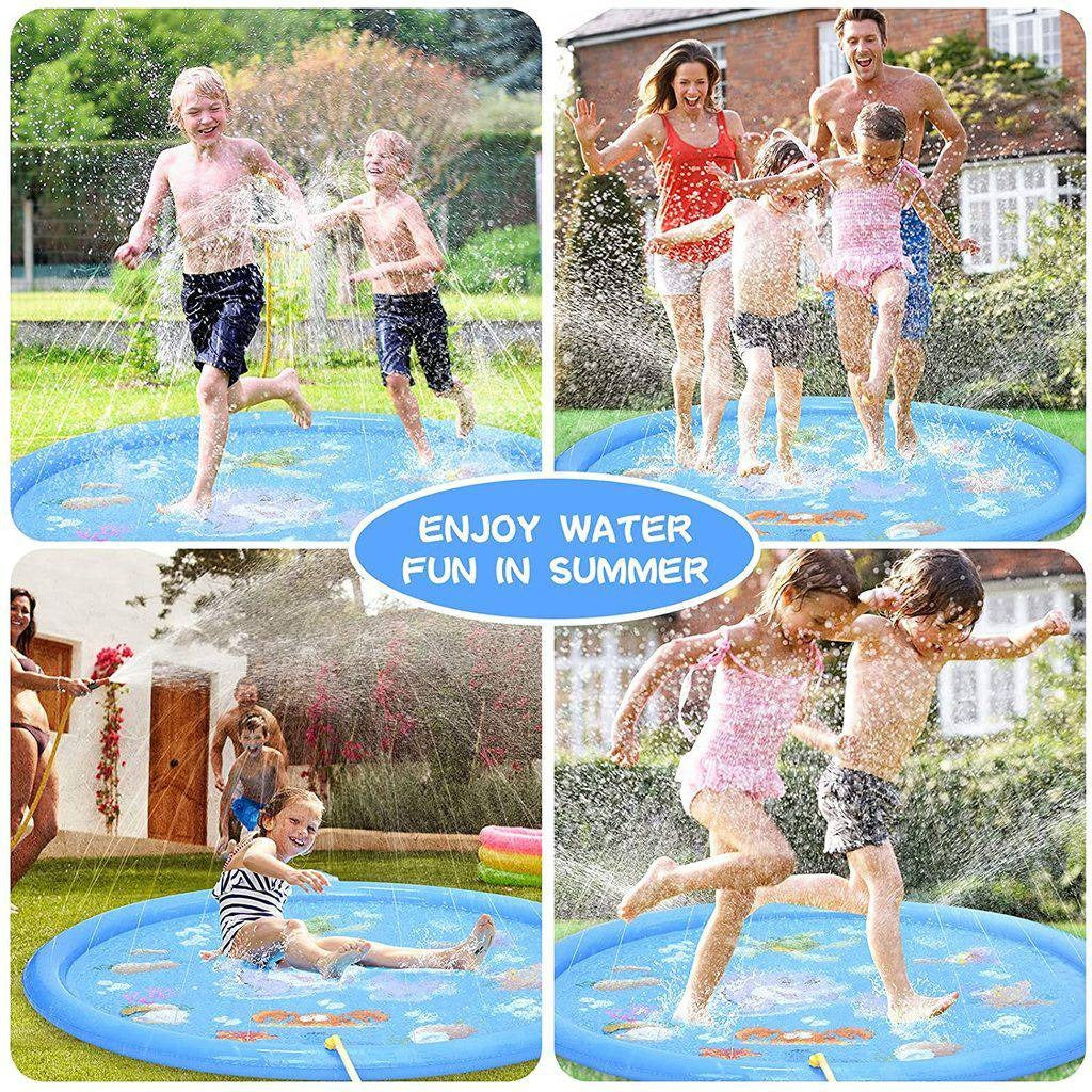 Outdoor Splash Pad 68in with Adjustable Spray and Inflatable Edge