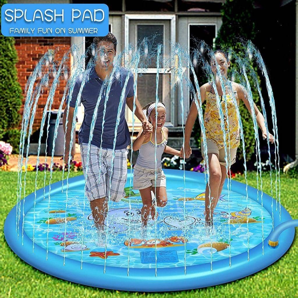 Outdoor Splash Pad 68in with Adjustable Spray and Inflatable Edge