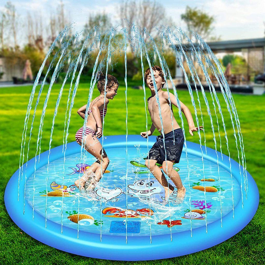 Outdoor Splash Pad 68in with Adjustable Spray and Inflatable Edge