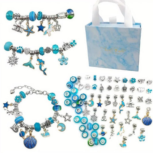 Bead Craft Set with Large Hole Threading and Mixed Color Assortment, Storage Container