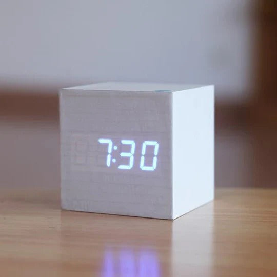Modern Digital Wood-Style Clock with Hidden LED Display for Minimalist Home Décor