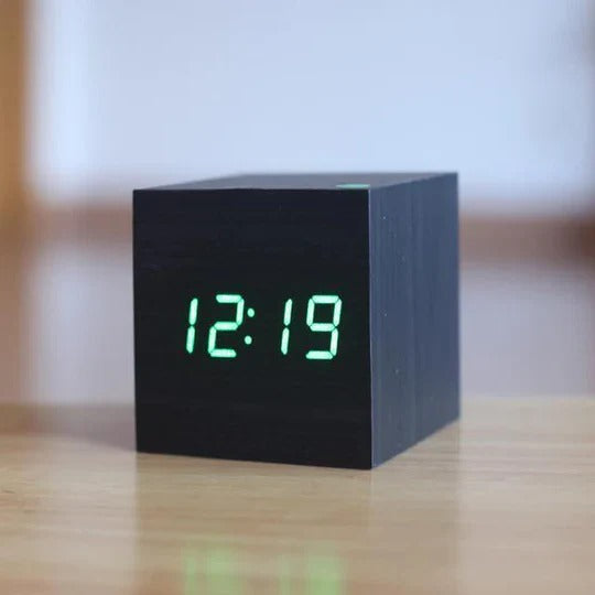 Modern Digital Wood-Style Clock with Hidden LED Display for Minimalist Home Décor