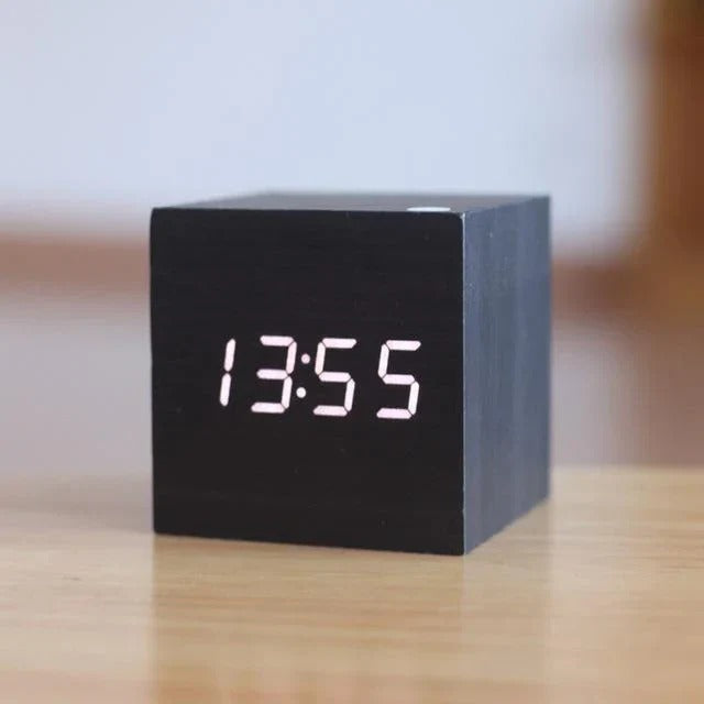 Modern Digital Wood-Style Clock with Hidden LED Display for Minimalist Home Décor