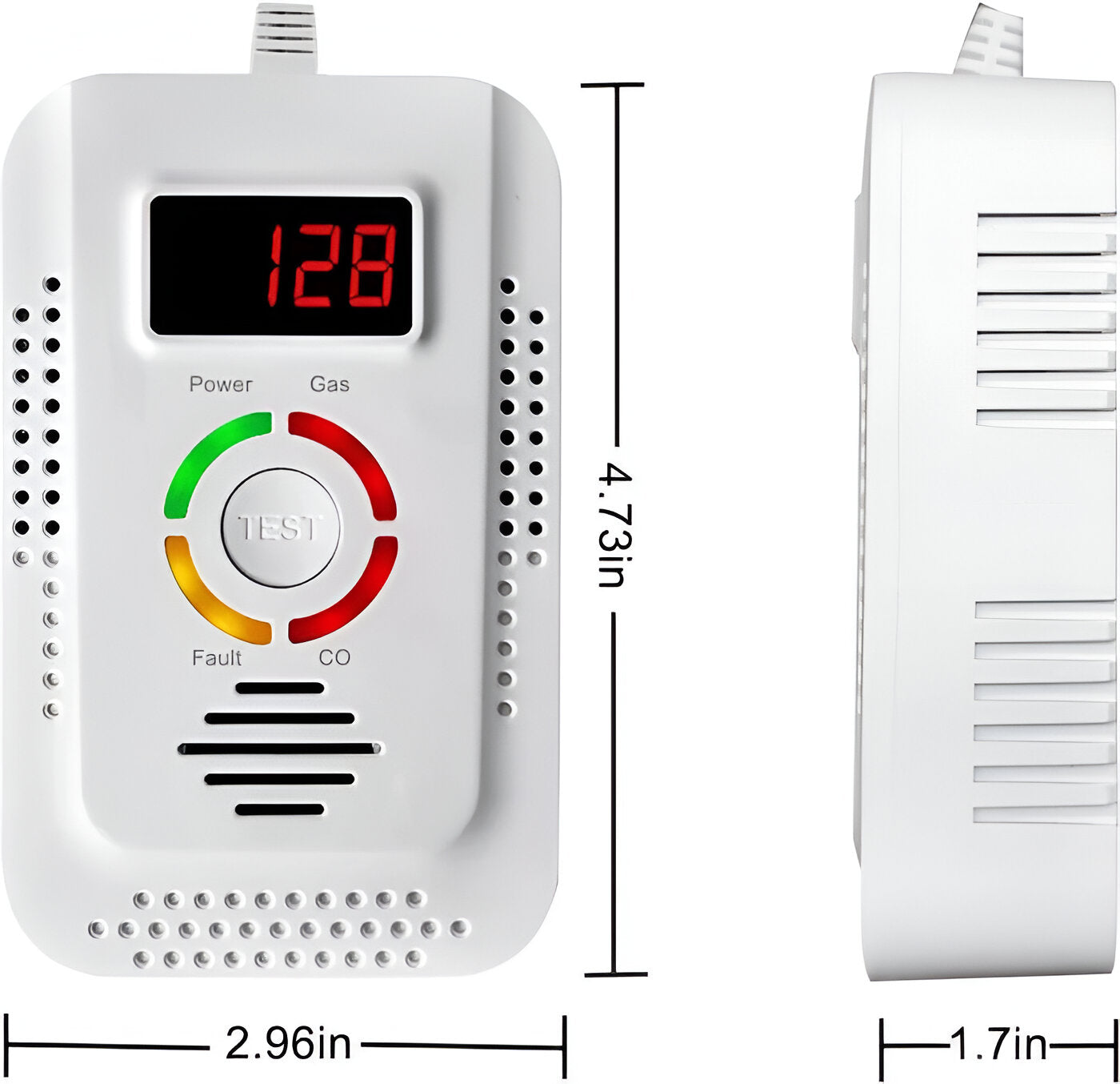 Natural Gas and Carbon Monoxide Detector with Digital Display and Audible Alert