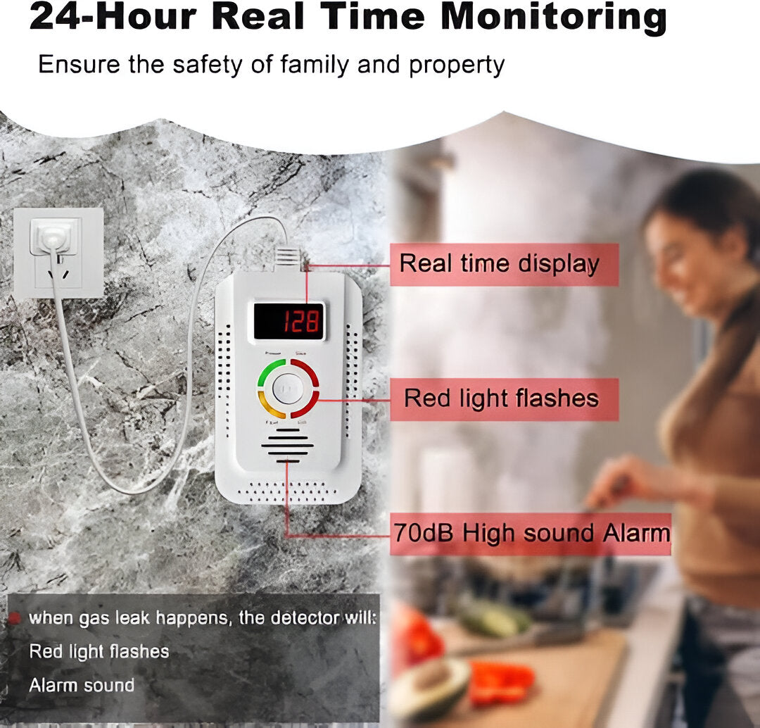 Natural Gas and Carbon Monoxide Detector with Digital Display and Audible Alert