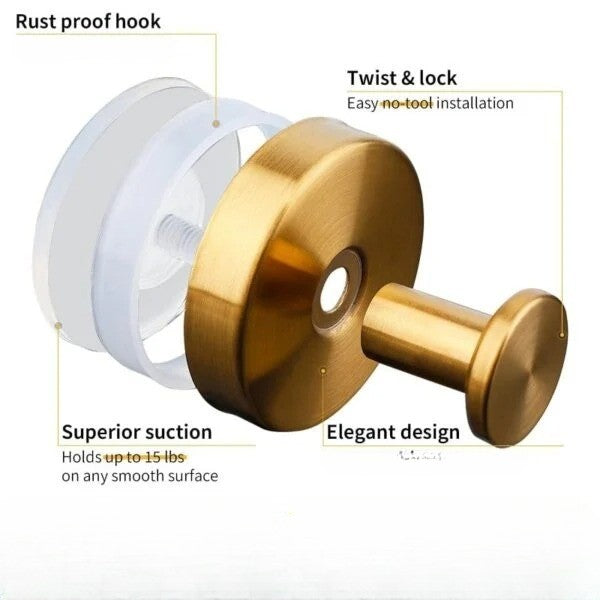 Suction Cup Hooks with Twist-Lock Vacuum Seal for Smooth Surfaces, 10 lb Capacity