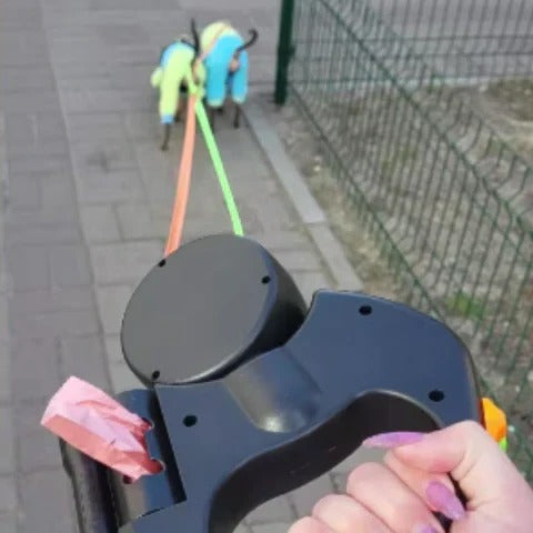 Dual-Dog Walking Leash with LED Illumination and Rotating Swivel