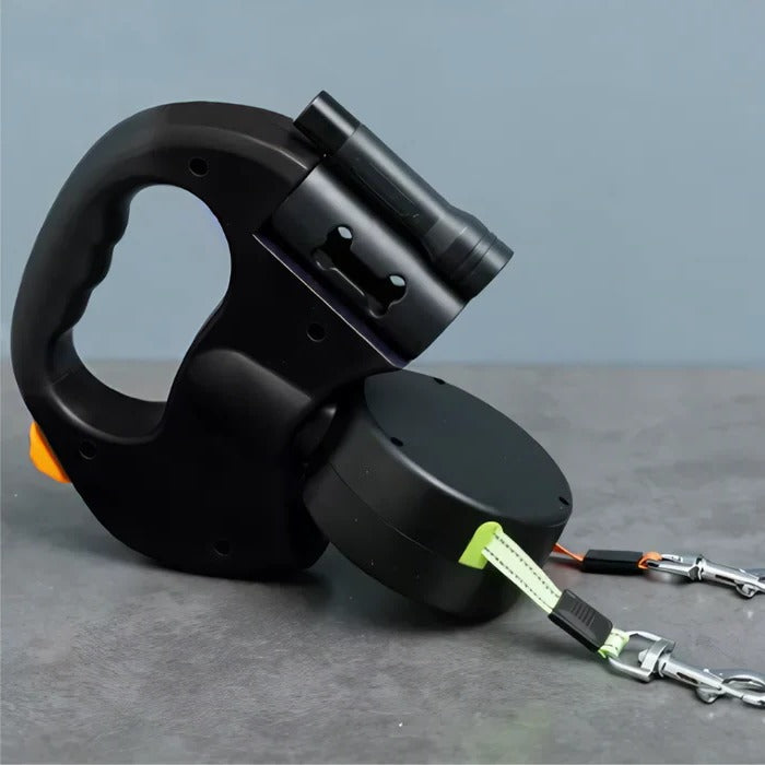 Dual-Dog Walking Leash with LED Illumination and Rotating Swivel