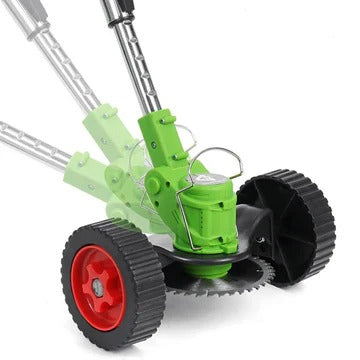 Cordless Battery-Powered Grass Trimmer with Adjustable Shaft and Multi-Angle Cutting Head