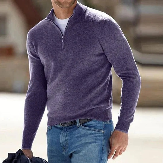 Men’s Cashmere Zipper Basic Sweater