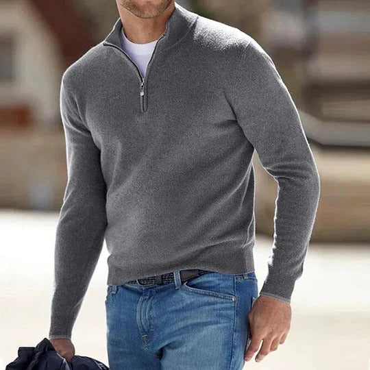 Men’s Cashmere Zipper Basic Sweater