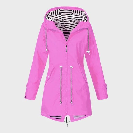 Long Waterproof Hooded Rain Jacket