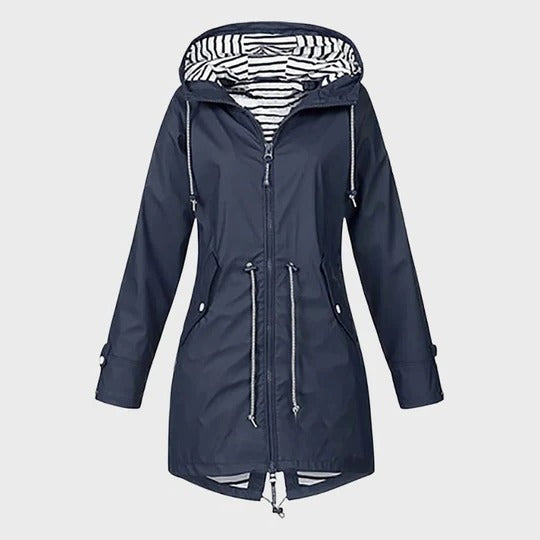 Long Waterproof Hooded Rain Jacket