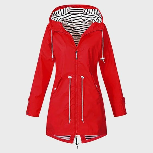 Long Waterproof Hooded Rain Jacket