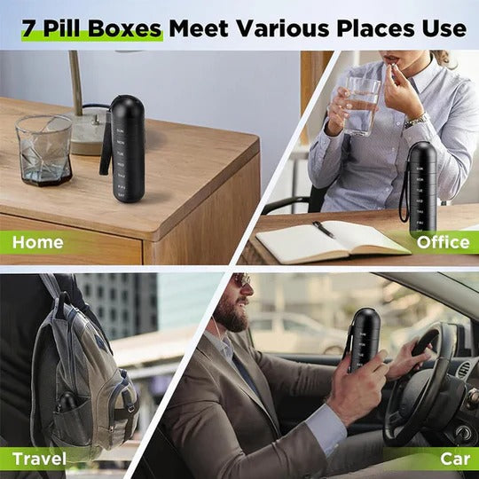 Seven-Day Portable Pill Organizer for Travel and Daily Use