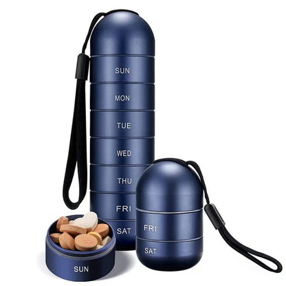 Seven-Day Portable Pill Organizer for Travel and Daily Use