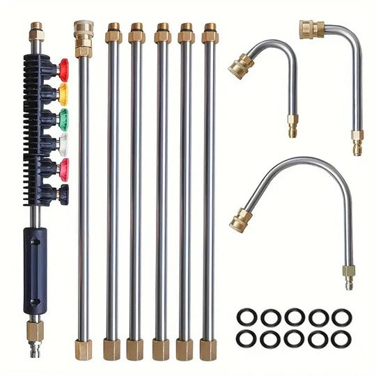 Telescoping Pressure Washer Wand Set for High-Reach Outdoor Cleaning