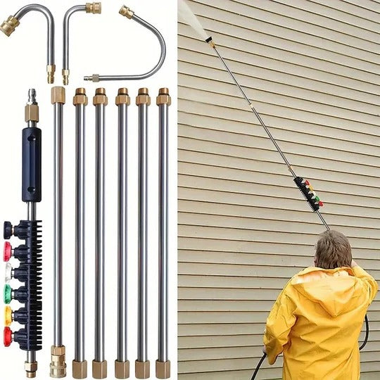 Telescoping Pressure Washer Wand Set for High-Reach Outdoor Cleaning