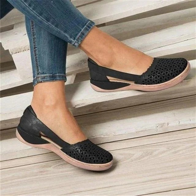 Women’s Breathable Slip-On Flats with Wide Toe Design