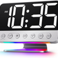 Odokee Digital Alarm Clocks for Bedrooms: Large Bold Number 5 Brightness Dimmer - Easy to Read Across The Room - 5 Alarm Sound 8 Night Light - Silver allveramart