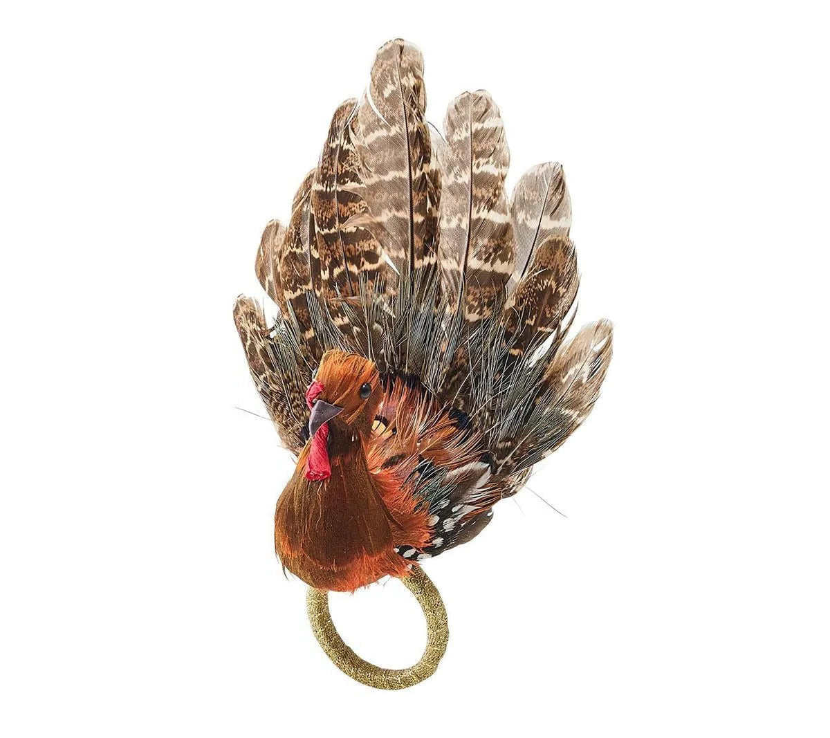 Turkey Feather Napkin Rings with Fall Colors, Set of 4