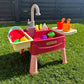 Pretend Play Sink with Battery Operated Tap and 19 Accessories, Removable Legs