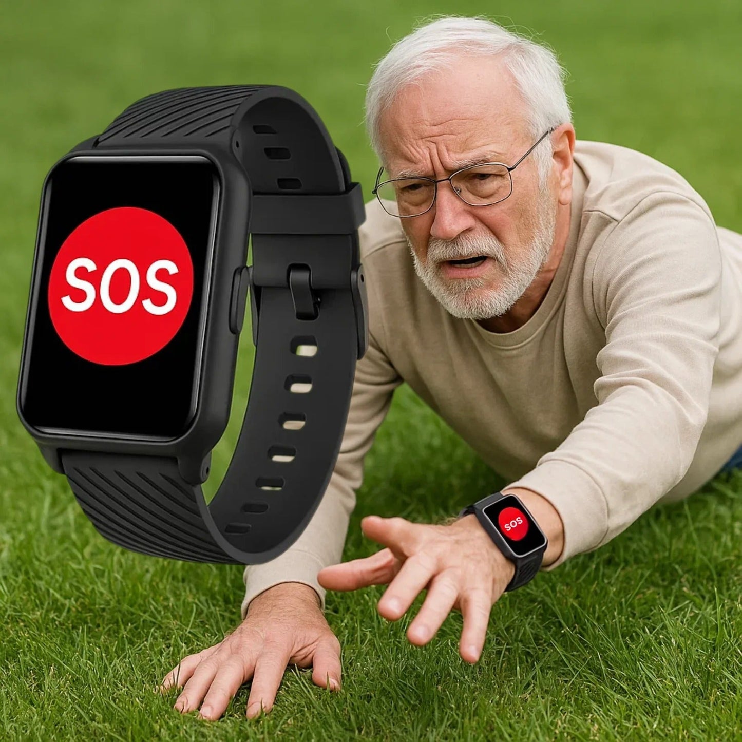 Medical Alert Smartwatch with Automatic Fall Detection and GPS Tracking, 48-Hour Battery