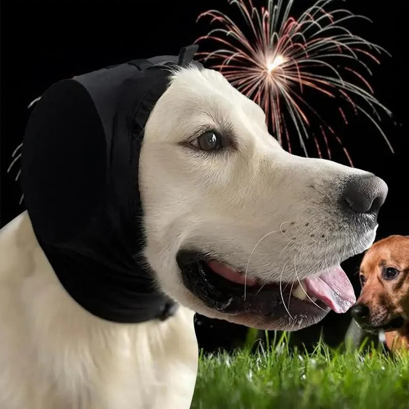 Noise Reducing Dog Ear Muffs with Adjustable Pull Rope and Fleece Hood, Machine Washable