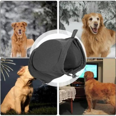 Noise Reducing Dog Ear Muffs with Adjustable Pull Rope and Fleece Hood, Machine Washable