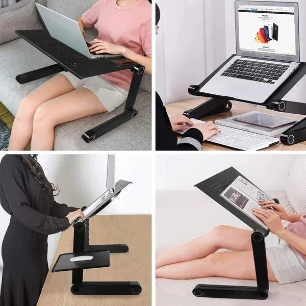 Adjustable Laptop Stand with Vented Aluminum Platform and Detachable Mouse Pad, Foldable