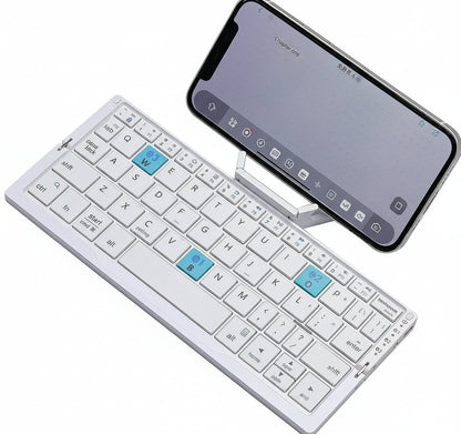 Wireless Folding Keyboard with Rotating Device Stands and Multi-Device Memory