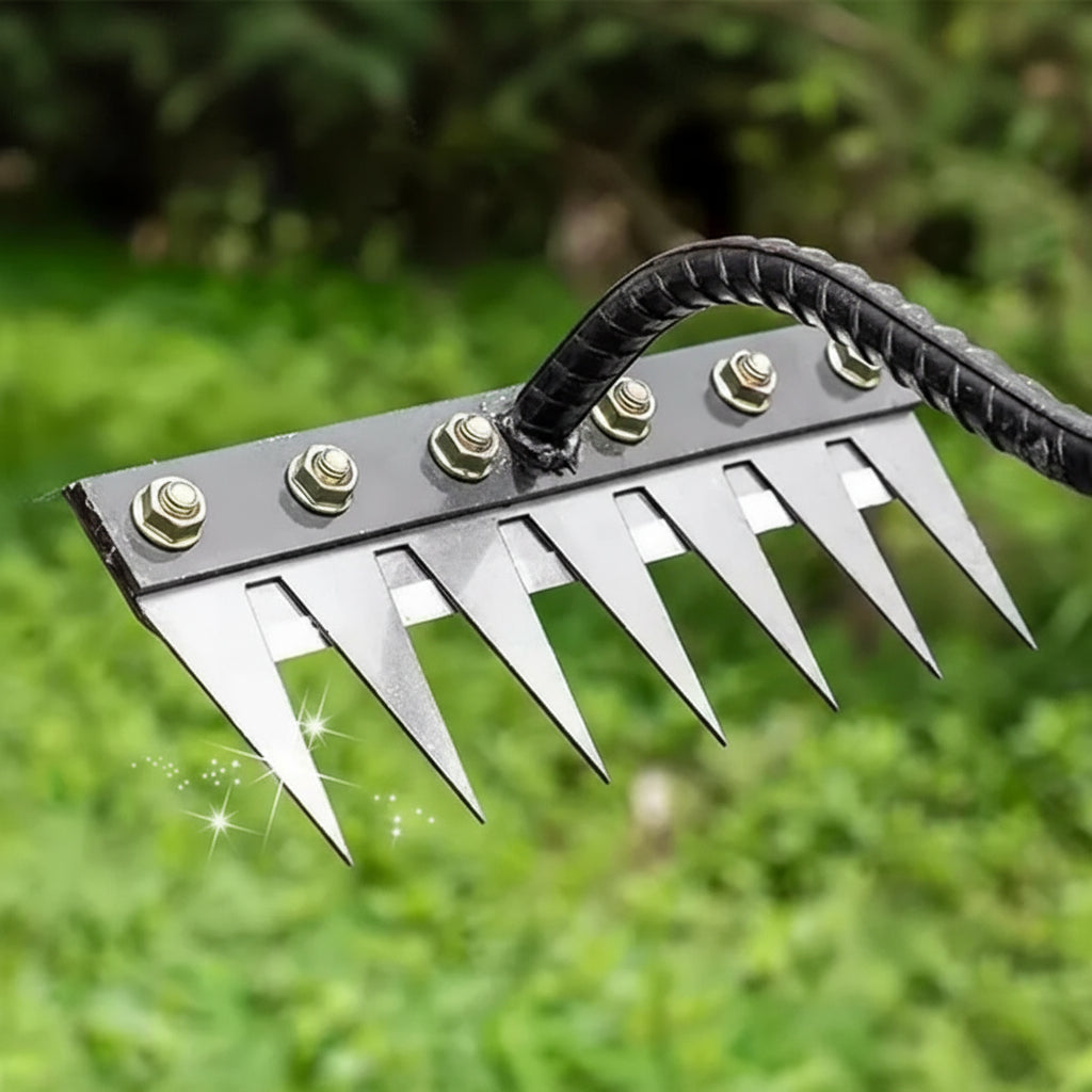 Garden Weeding Rake with Carbon Steel Head and Soft Grip, 5-8 Tooth Options