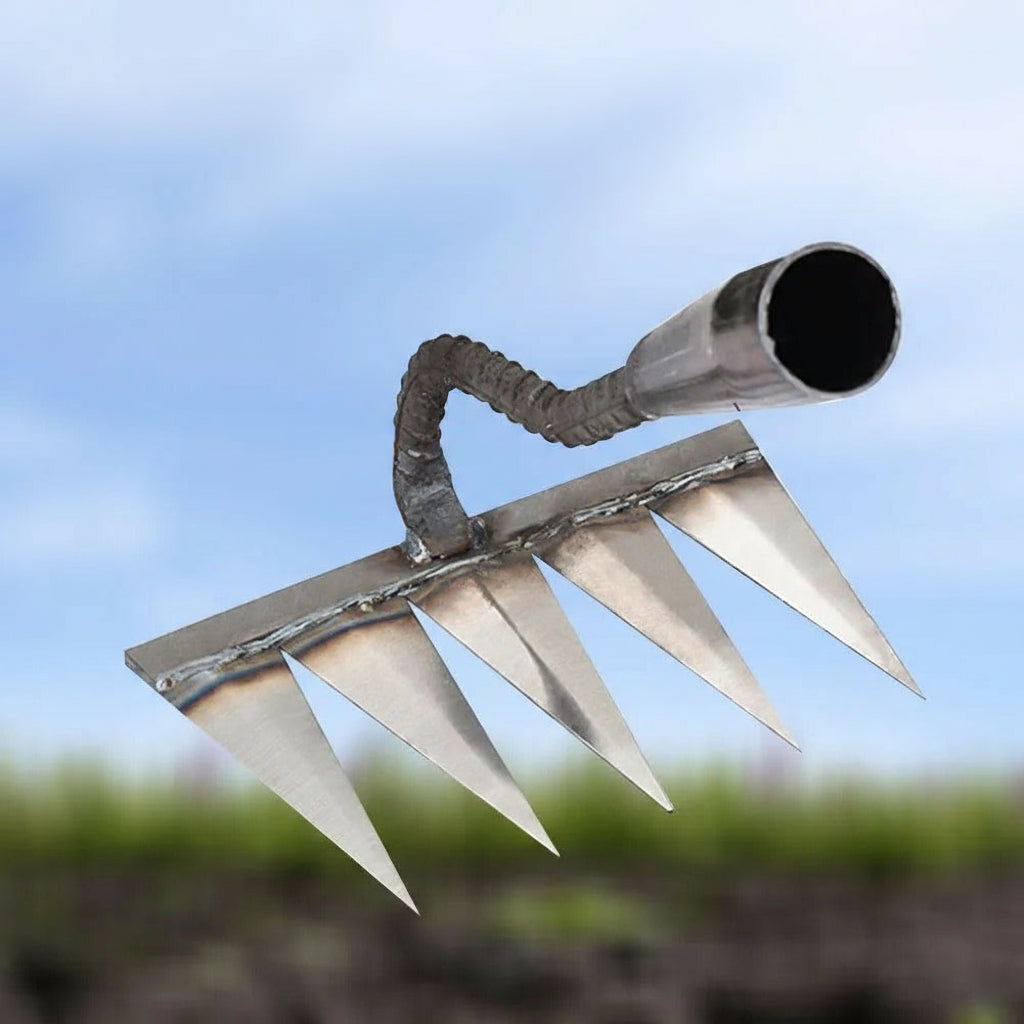 Garden Weeding Rake with Carbon Steel Head and Soft Grip, 5-8 Tooth Options